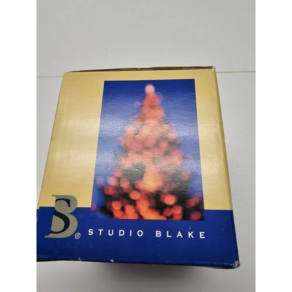 Blue And Gold Ceramic Holiday Ornament Trinket Box Snow Flakes Stars Gift Holder
